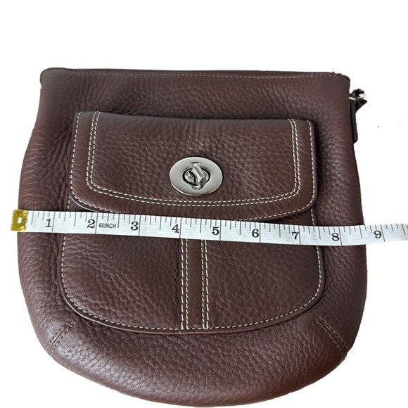 COACH Brown Hamilton Pebbled Leather Crossbody - Picture 9 of 10